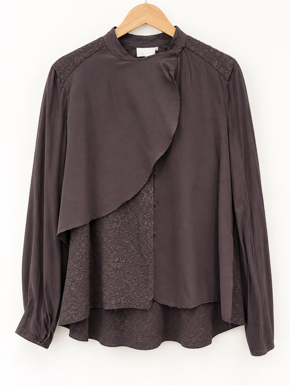 Wilfred Le Fou Womens Dark purple Draped Long Sleeve Blouse
